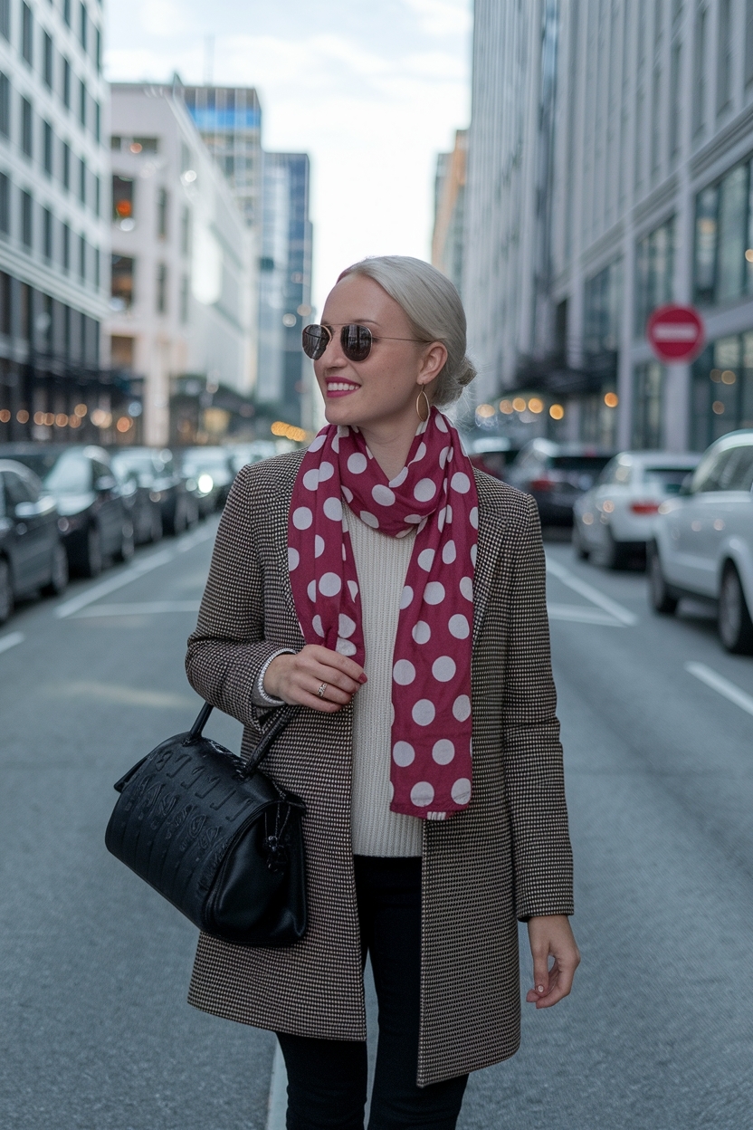 Polka Dot Scarf Outfit: Add Flair to Your Winter Wardrobe outfit idea