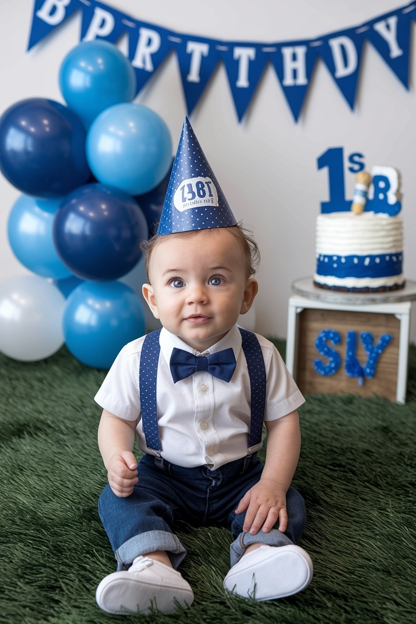 Charming baby boy 1st birthday outfit for a Milestone outfit idea