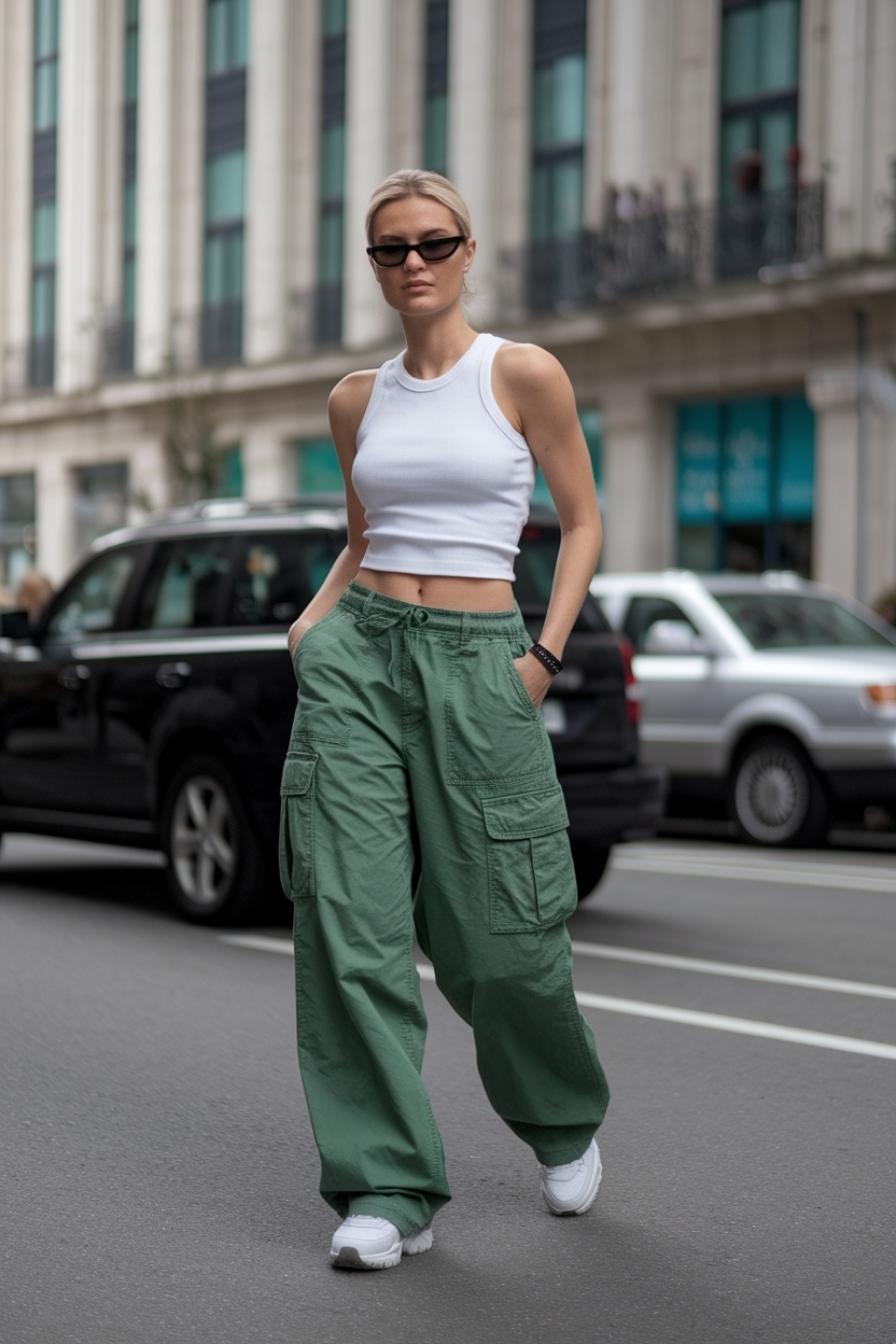 H2: Trendy Baggy Green Cargo Pants Outfit for Effortless Chic outfit idea