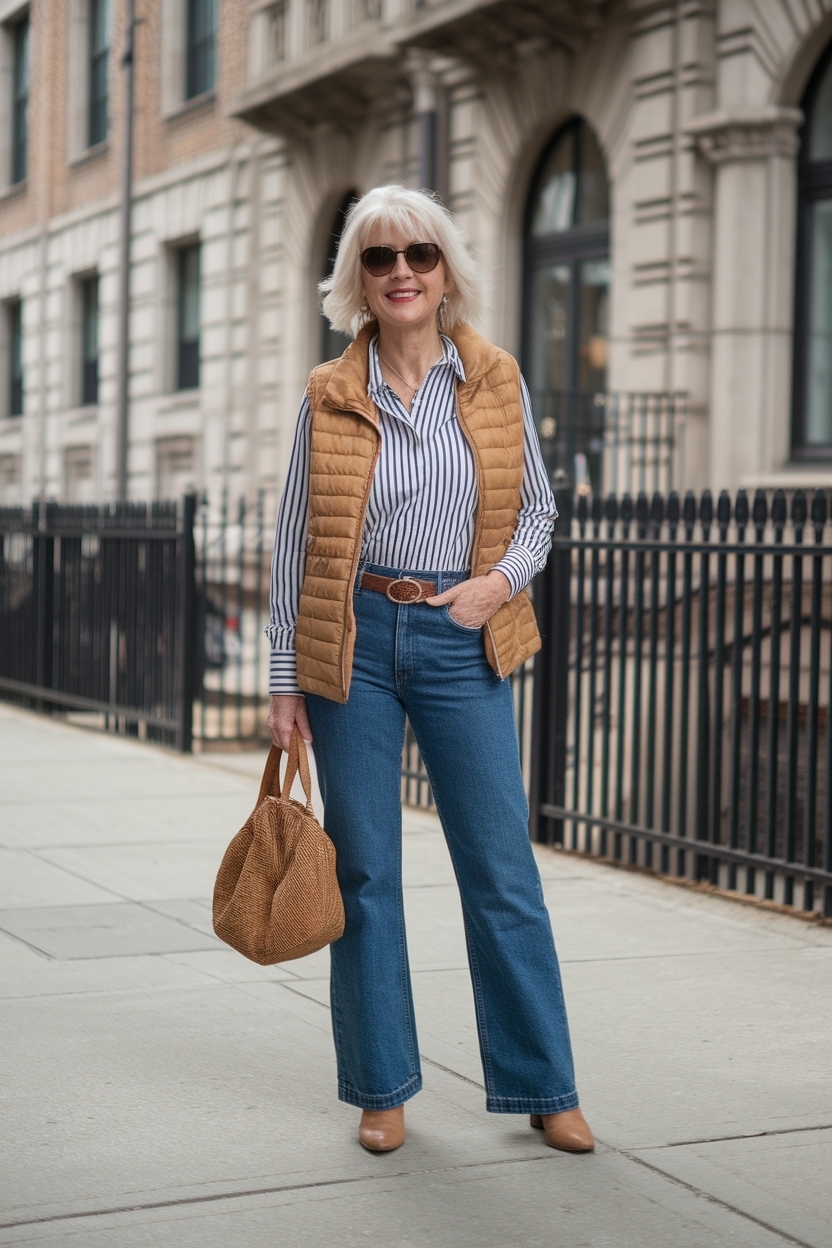 Barrel Jeans Outfit for Women Over 50: Flattering Styles outfit idea