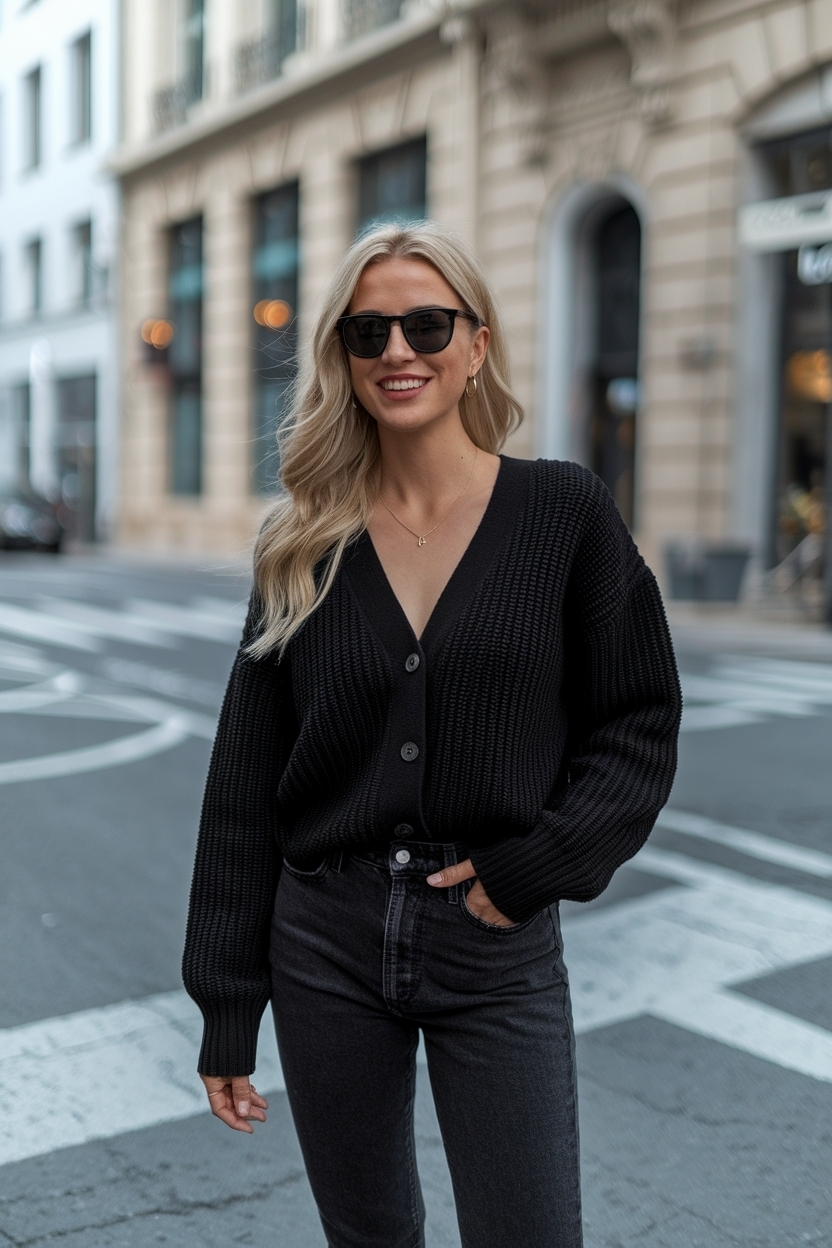 Black Jeans Outfit Women Cardigan: Effortless Layering Ideas outfit idea