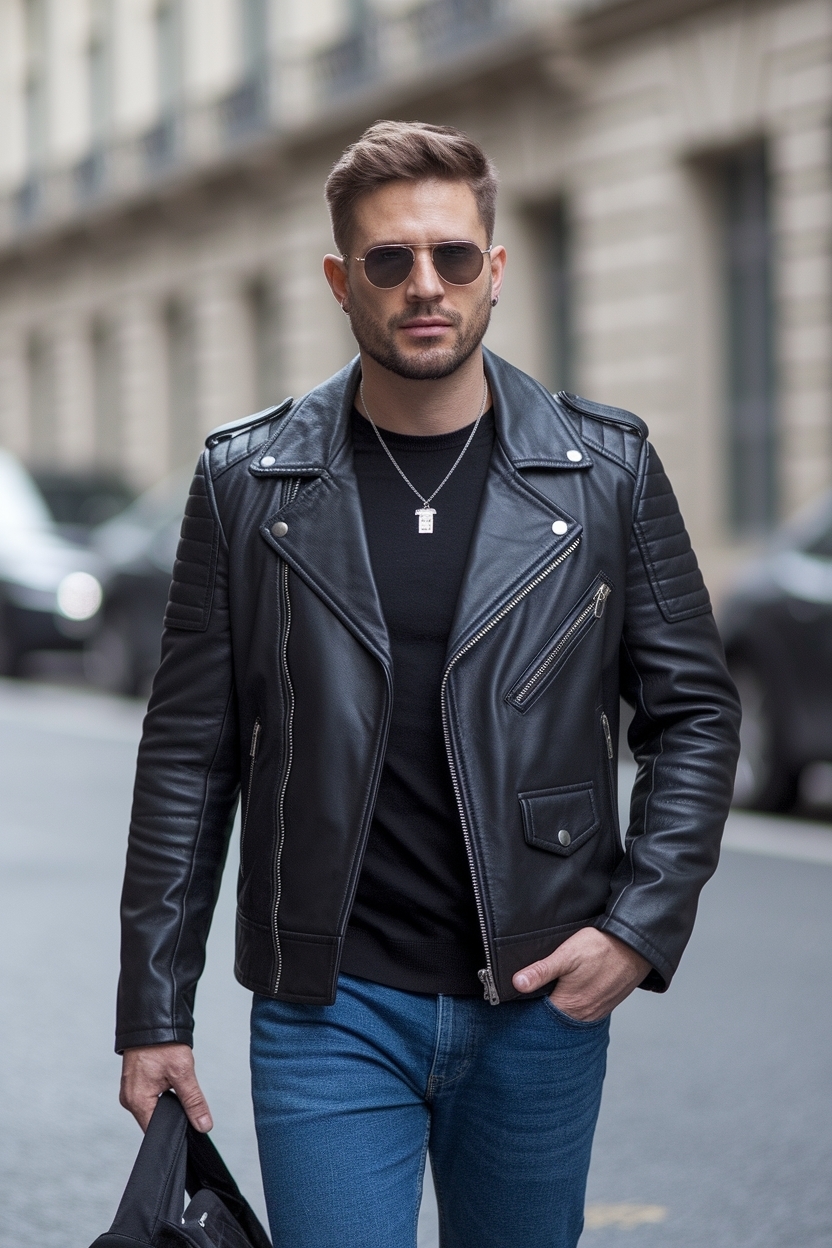 Black Leather Jacket Outfit Men: Timeless Looks outfit idea
