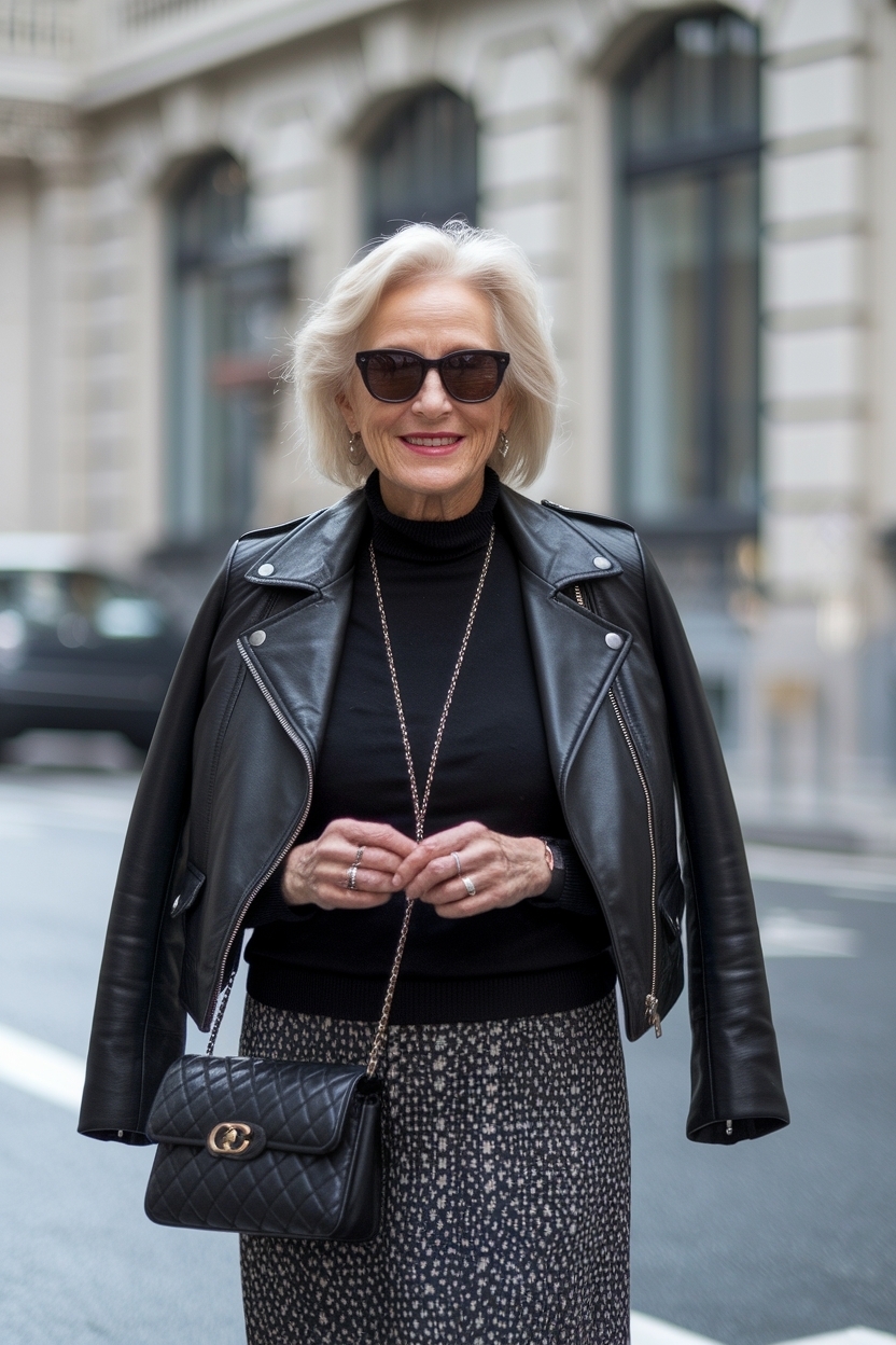 Black Leather Jacket Outfit Women Over 5: Trendy Styles outfit idea