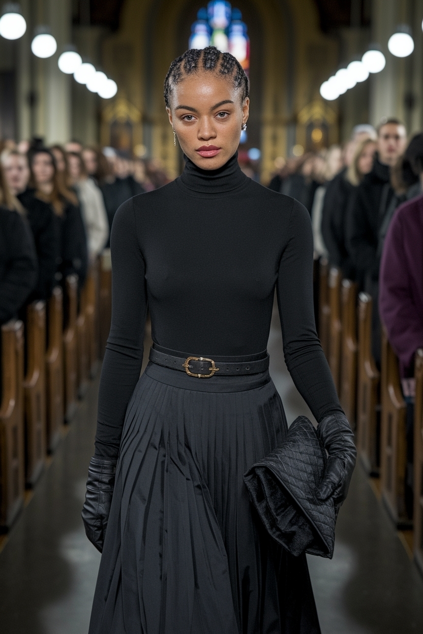 Black Turtle Neck Outfit Women Church for Cozy Elegance outfit idea