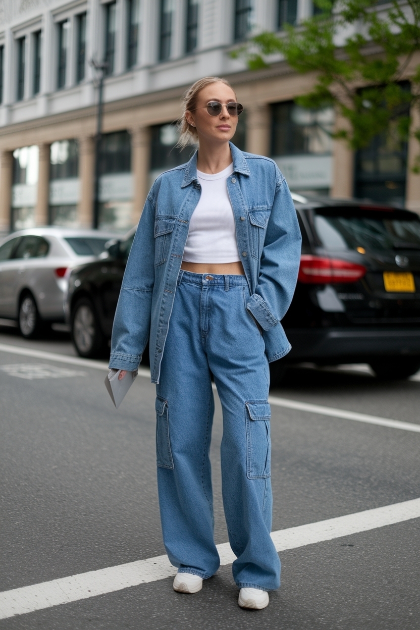 Create a Chic Blue Jean Cargo Pants Outfit for Any Occasion outfit idea