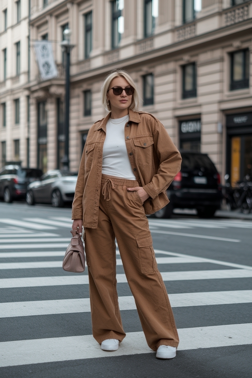 Brown cargo pants outfit women for versatile styling outfit idea