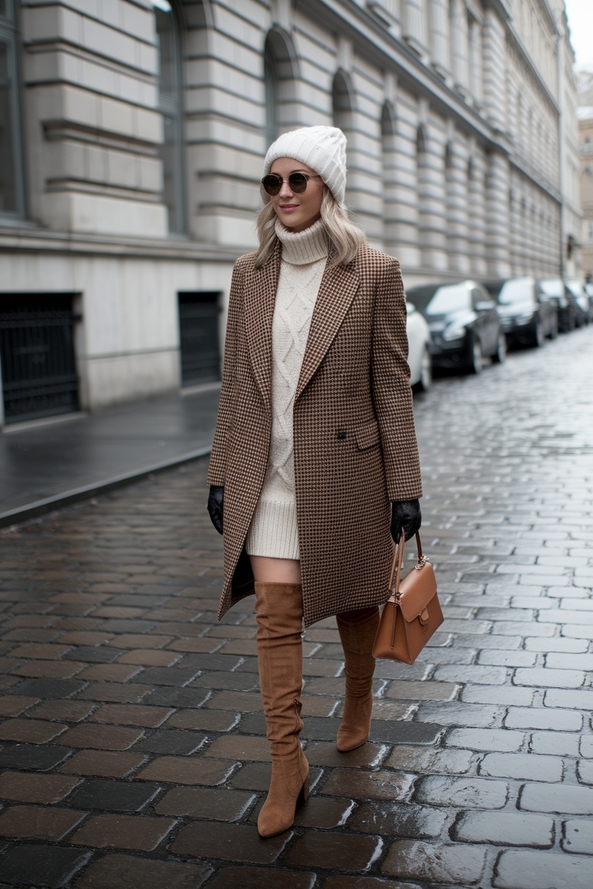 Brown Knee High Boots Outfit Winter Styling Guide outfit idea
