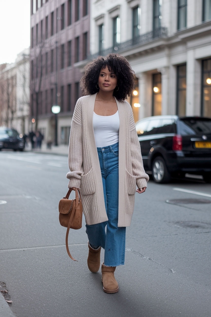 Cardigan and Uggs Outfit Black Women: Cozy and Stylish outfit idea