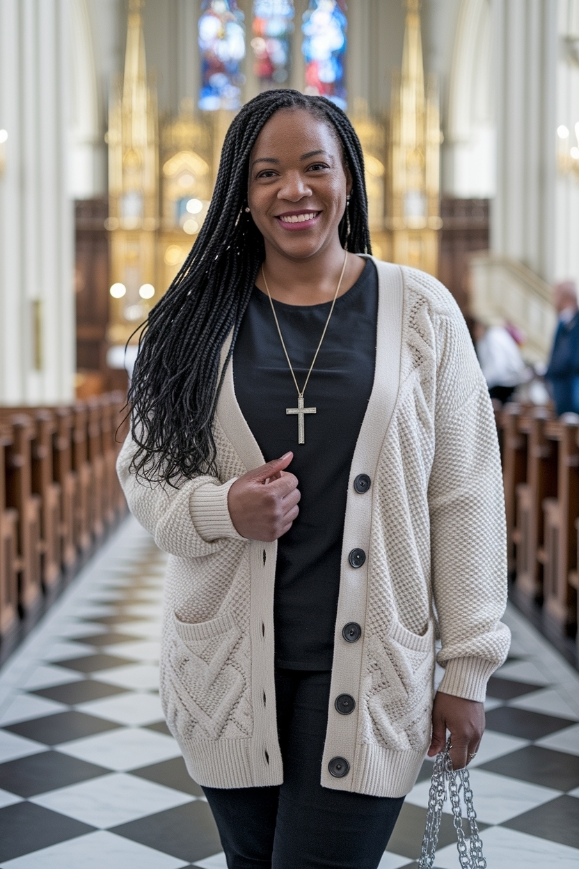 Cardigan Church Outfit Black Women: Elegant Sunday Styles outfit idea
