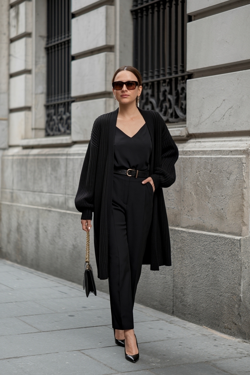 Elevate Your Cardigan Outfit: Black Women in Heels outfit idea