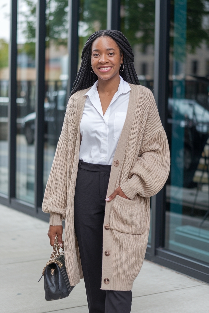 Cardigan Outfit Black Women Work: Professional Yet Stylish outfit idea