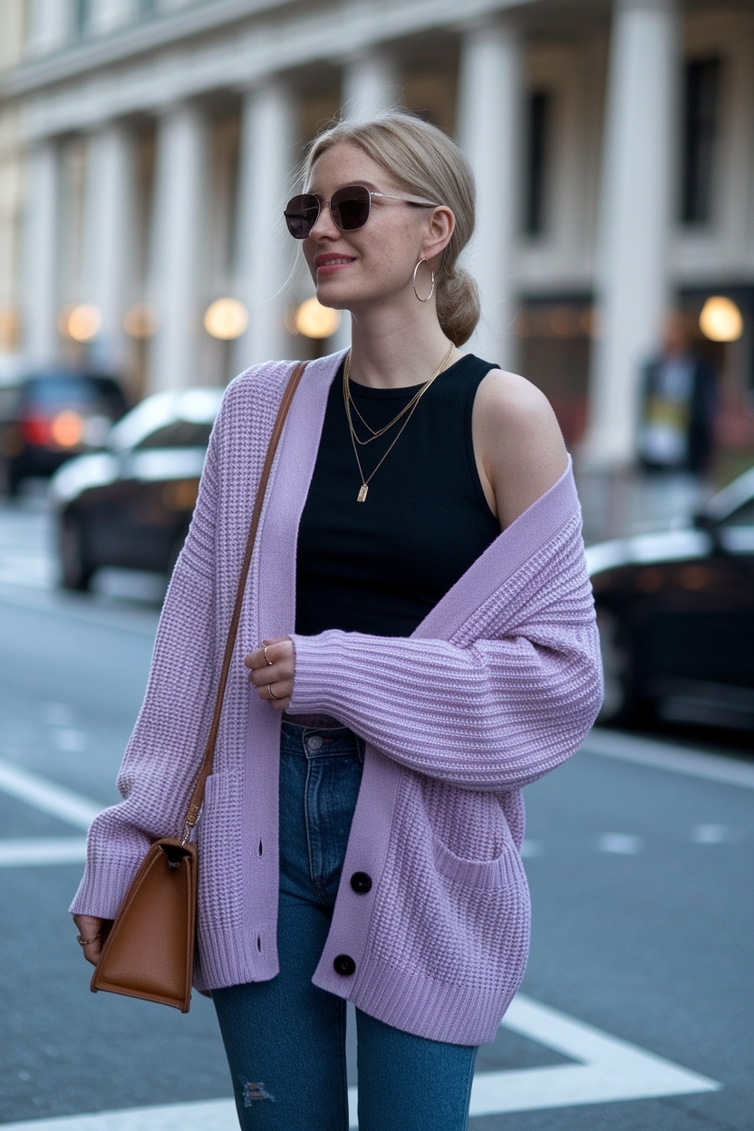 Cardigan Over Shoulder Outfit Women: Effortless Elegance outfit idea