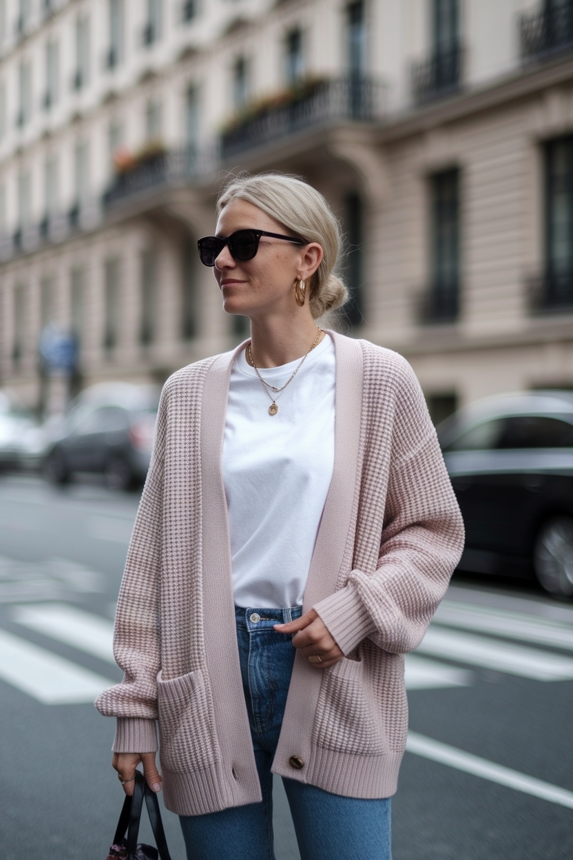 Comfy Cardigan T Shirt Outfit Women for Relaxed Looks outfit idea