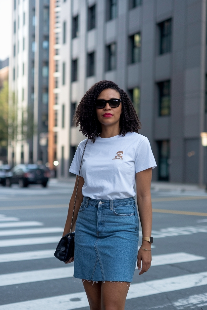 Casual Denim Skirt Outfit Black Women: Effortless Style Tips outfit idea