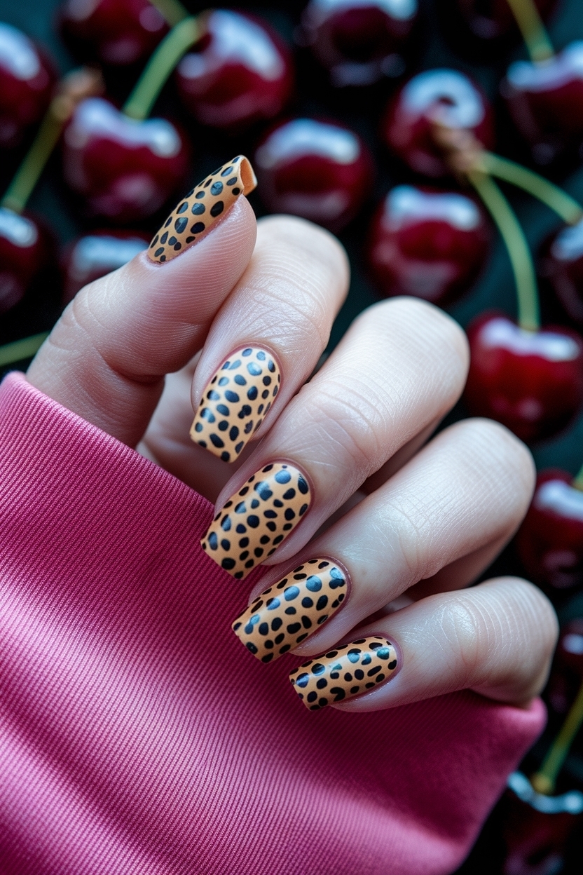 Cheetah Print Nails with Cherry: Nail Art Ideas outfit idea