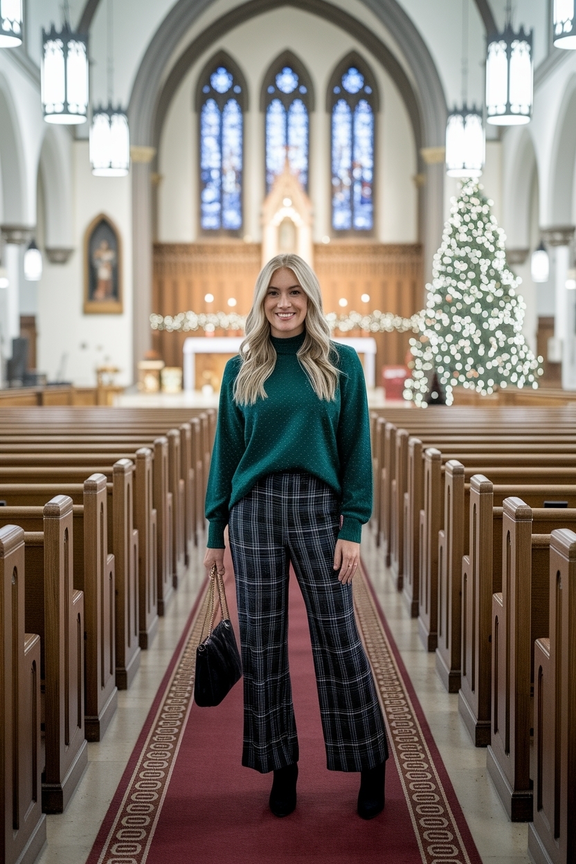 Christmas Church Outfit Women Pants: Festive and Modest outfit idea