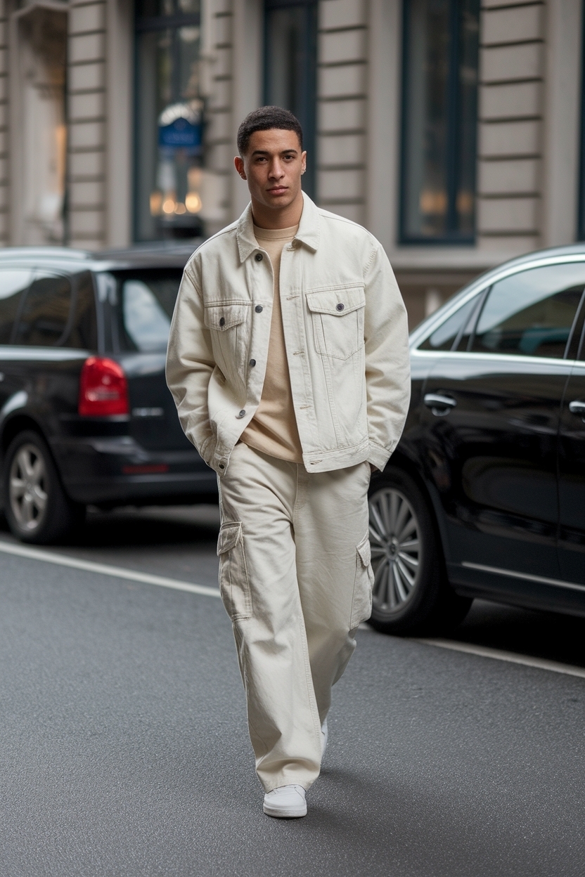 Cream Cargo Pants Outfit Men: Light and Stylish Options outfit idea