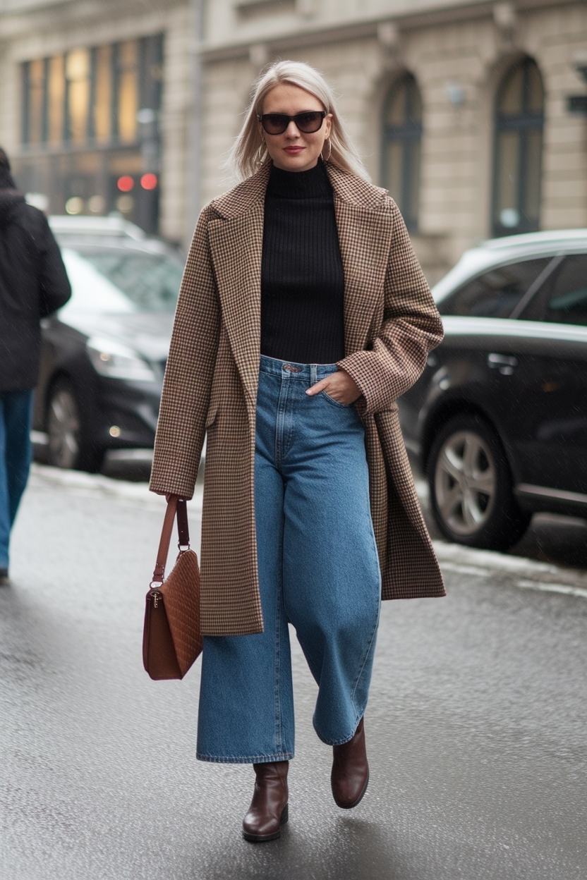 Cropped Wide Leg Jeans Outfit Winter: Layering for the Cold outfit idea