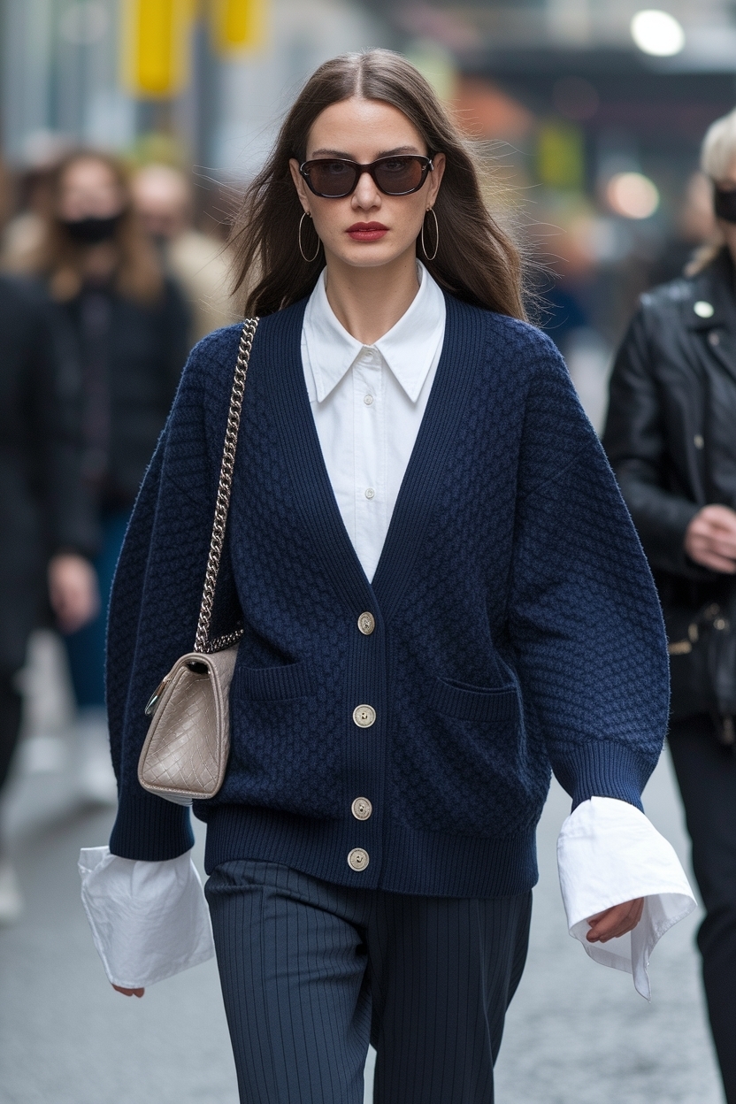 Dark Blue Cardigan Outfit Women for Versatile Looks outfit idea