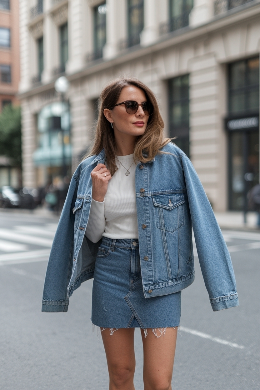 Denim Jacket Outfit Women with Denim Ski: Trendy Tips outfit idea