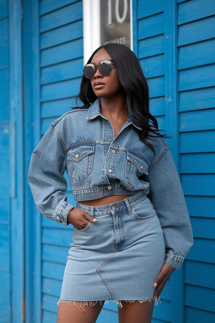 Denim Jean Skirt Outfit Black Women: Timeless Classics outfit idea