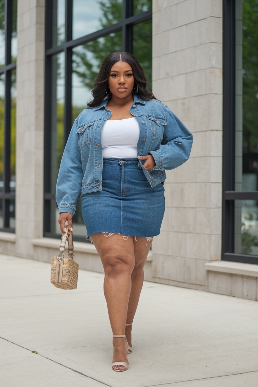 Denim Mini Skirt Outfit Plus Size Black: Fashion Ideas outfit idea