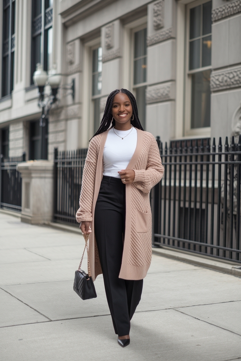 Dressy Cardigan Outfit Black Women: Glamorous Looks outfit idea