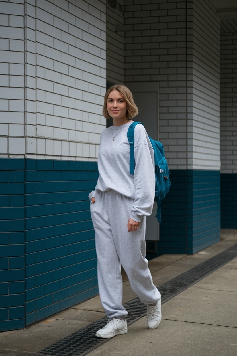 Gray Sweatpants Outfit for School: Effortless Everyday Style outfit idea