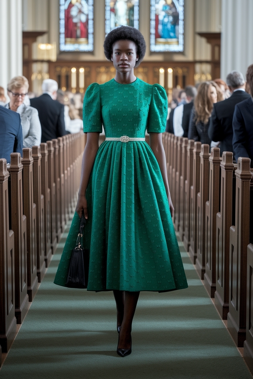 Green Dress Church Outfit Black Women: Nature-Inspired Fashion outfit idea