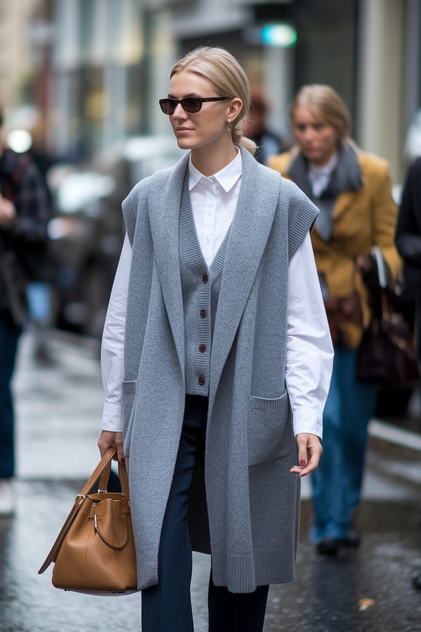 Stylish Grey Cardigan Vest Outfit Women Can Rock outfit idea