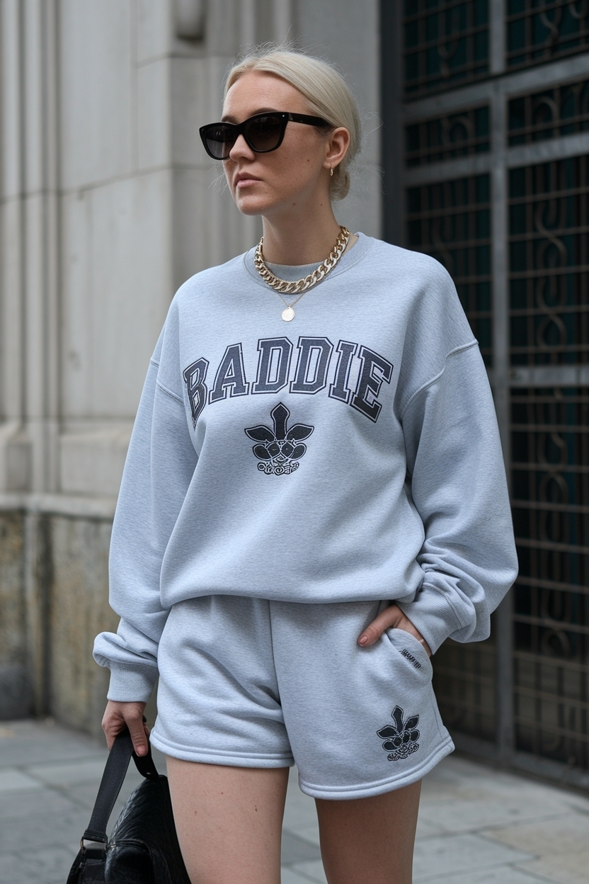 Grey Sweat Shorts Outfits Women Baddie: Comfy and Chic Choices outfit idea