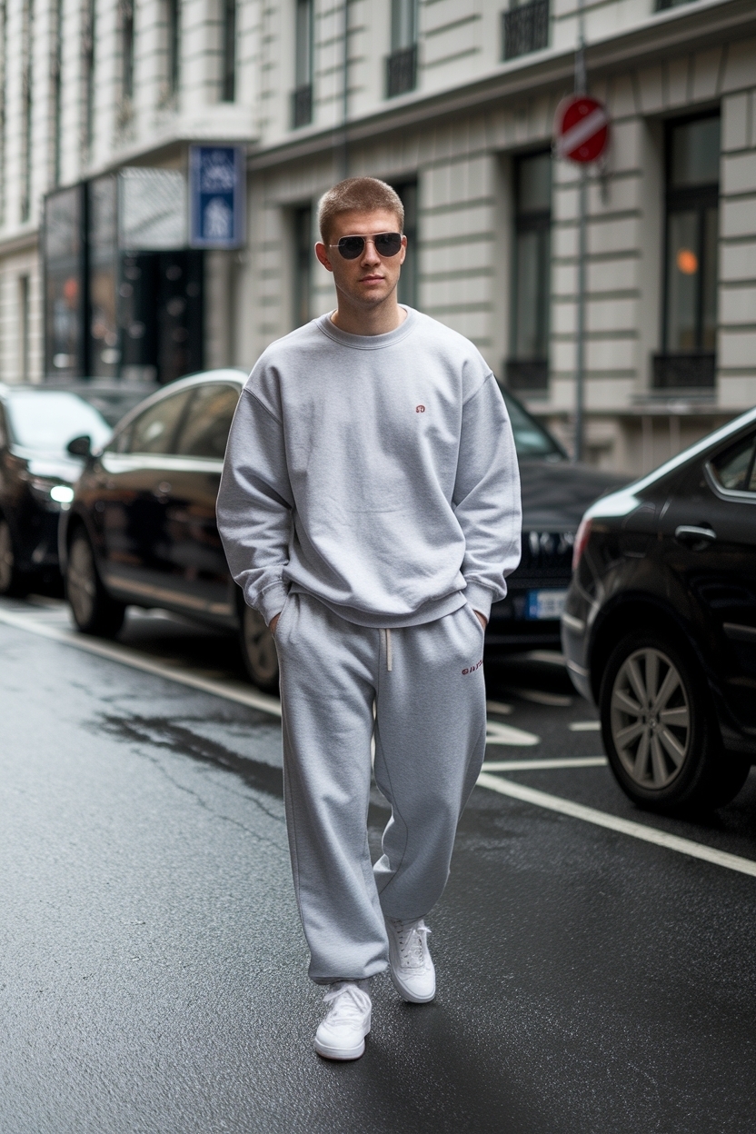 Grey Sweatpants Outfit Men Street Styles: Urban Casual Looks outfit idea