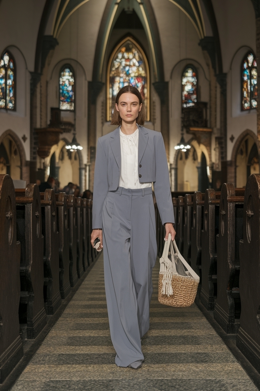Grey Trousers Outfit Women Church: Stylish and Elegant outfit idea