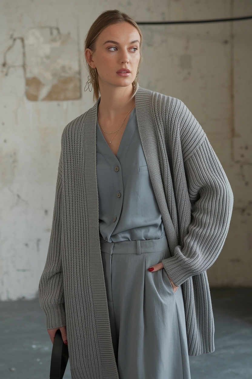 Grey Vneck Cardigan Outfit Women: Timeless and Classy outfit idea