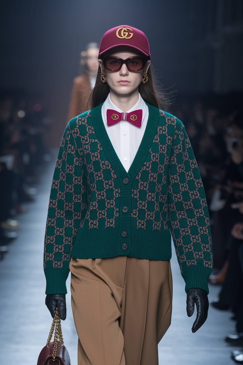 Gucci Cardigan Outfit Women Winter for Luxe Warmth outfit idea