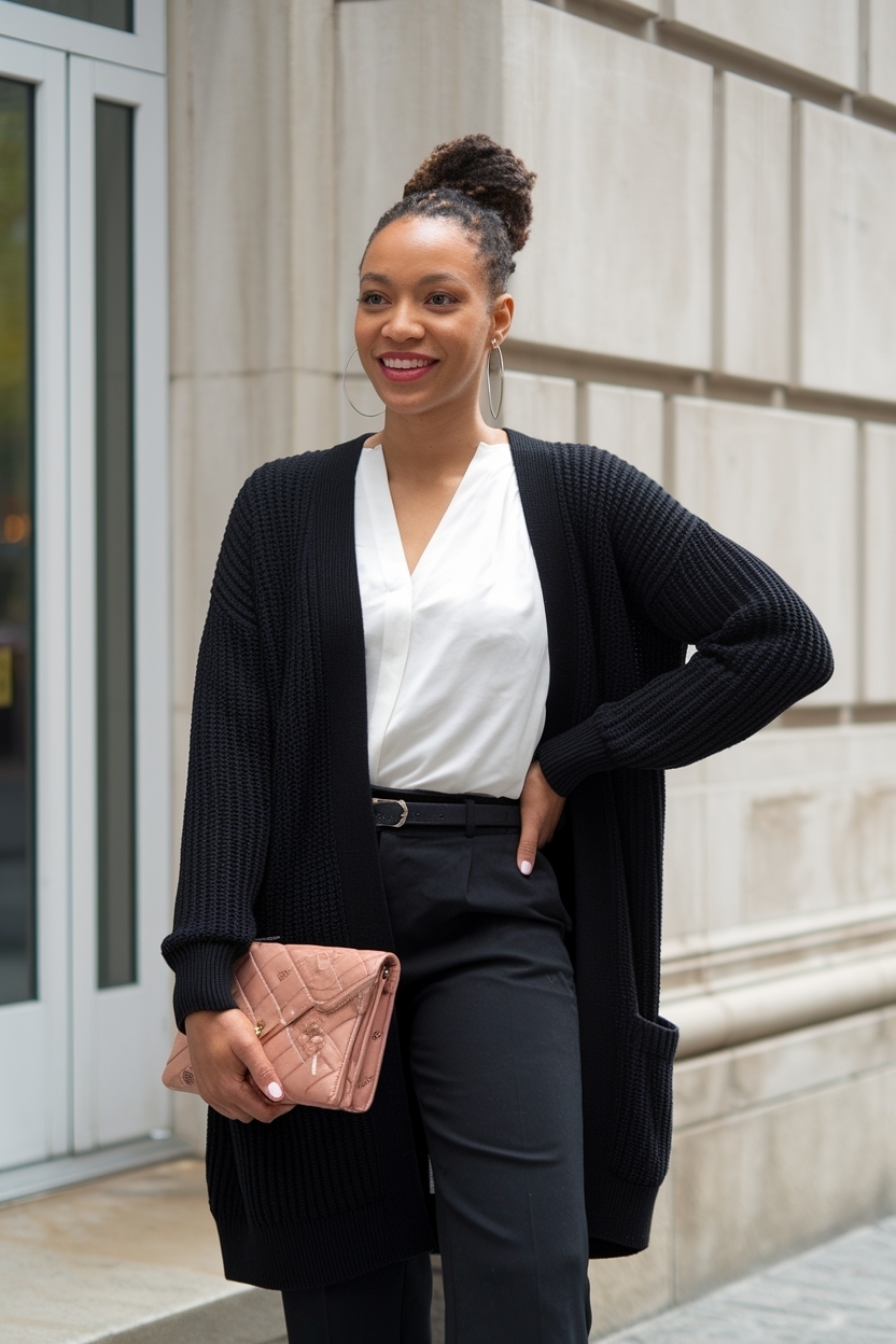 Interview Outfit Black Women Cardigan: Confident Looks outfit idea