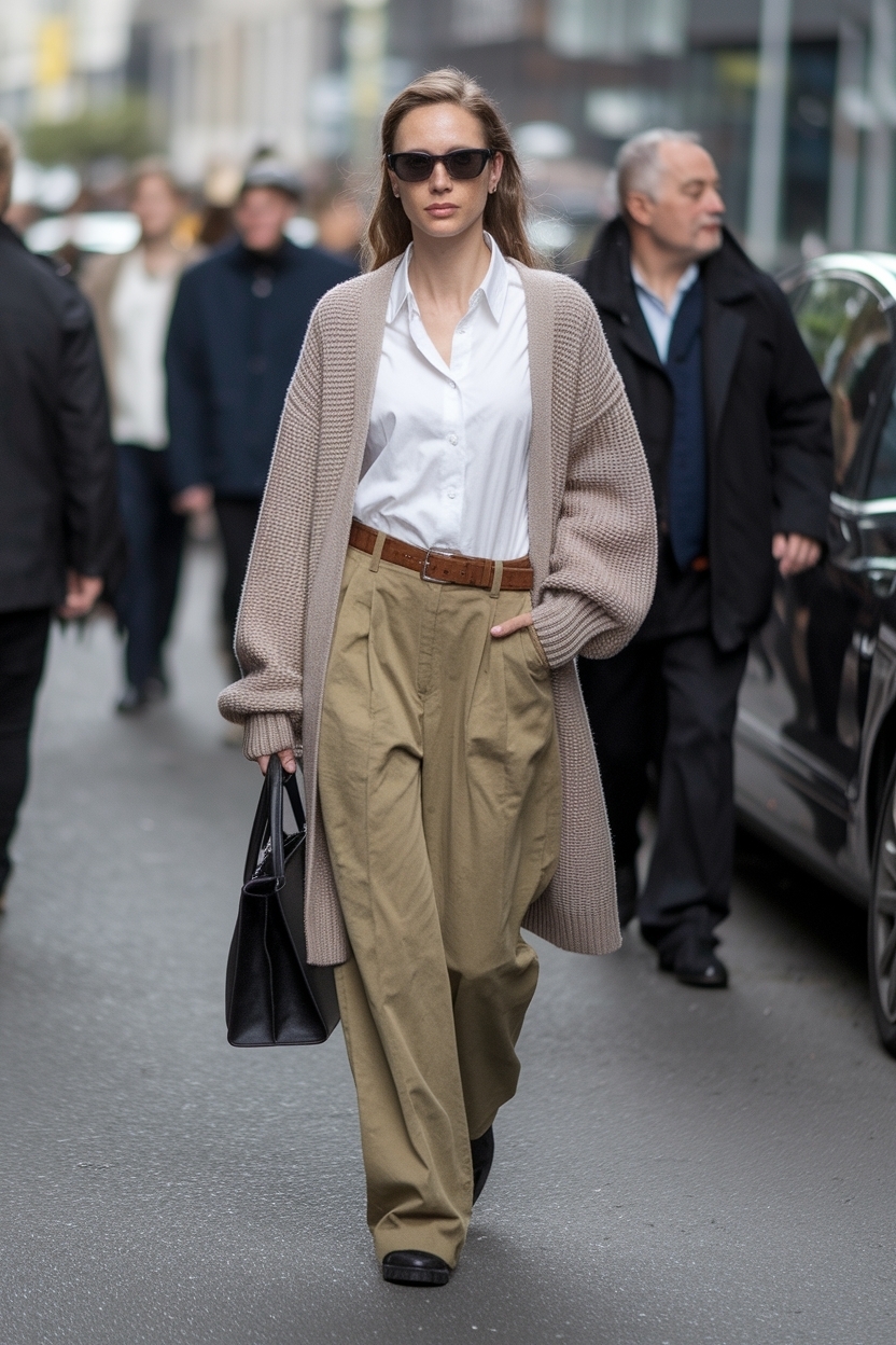 Khaki Pants Outfit Women Cardigan for Stylish Pairing outfit idea