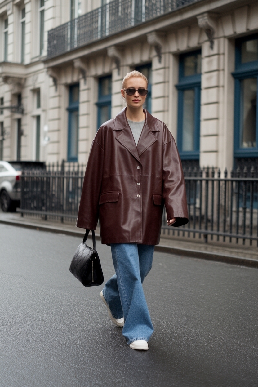 Leather Jacket Outfit Women Oversized: Comfort Meets Style outfit idea