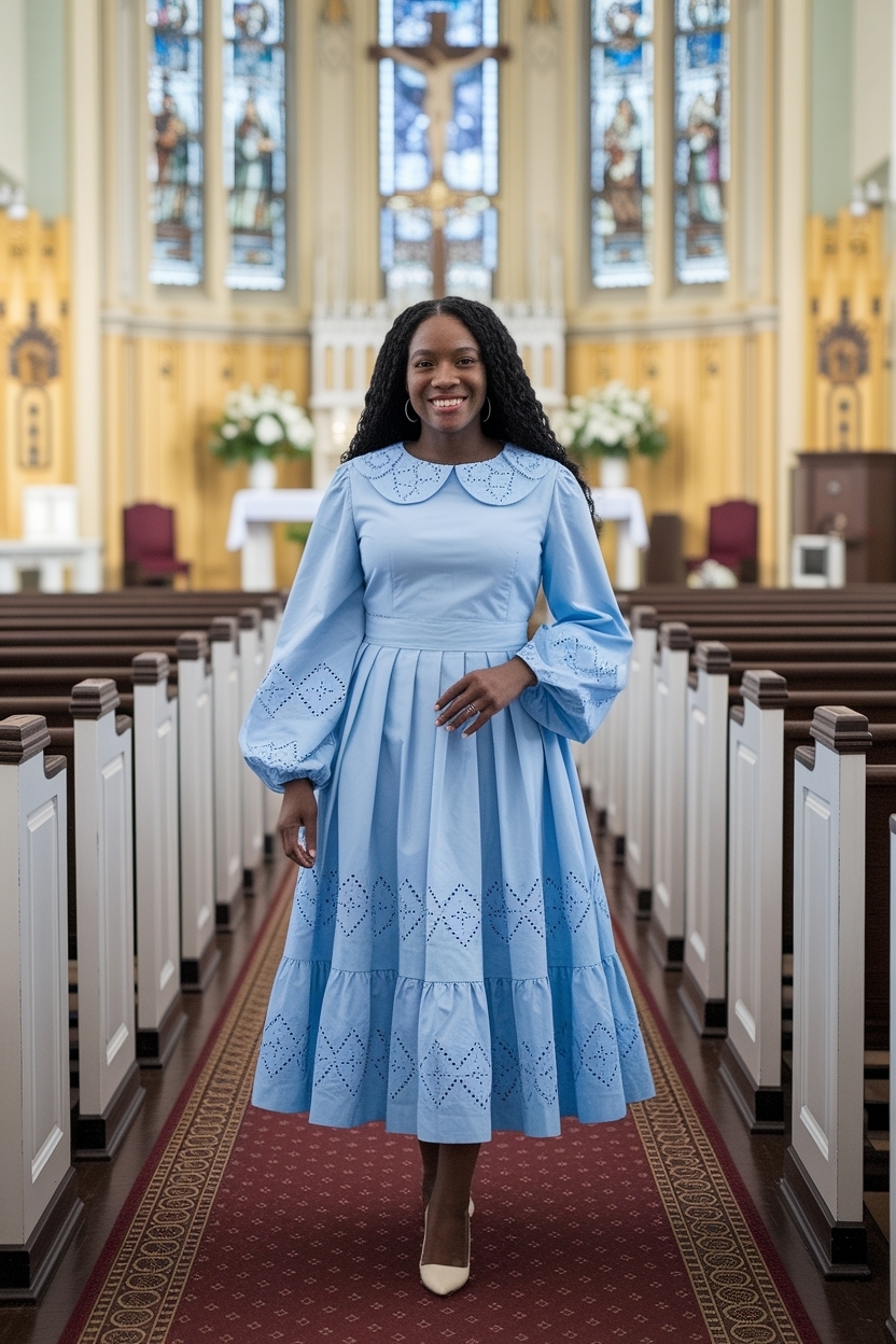 Light Blue Church Outfit Black Women: Divine Choices outfit idea