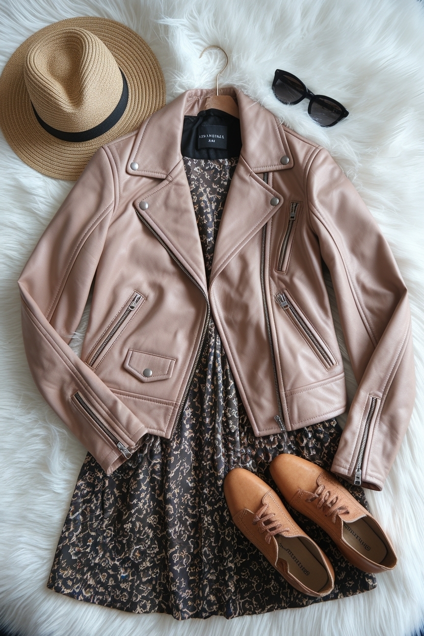 Light Brown Leather Jacket Outfit: Soft and Stylish outfit idea