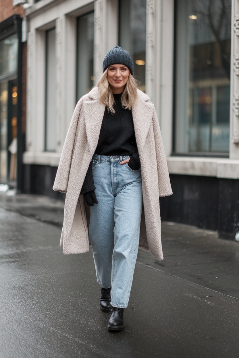 Light Wash Jeans Outfit Winter: Stay Warm in Style outfit idea