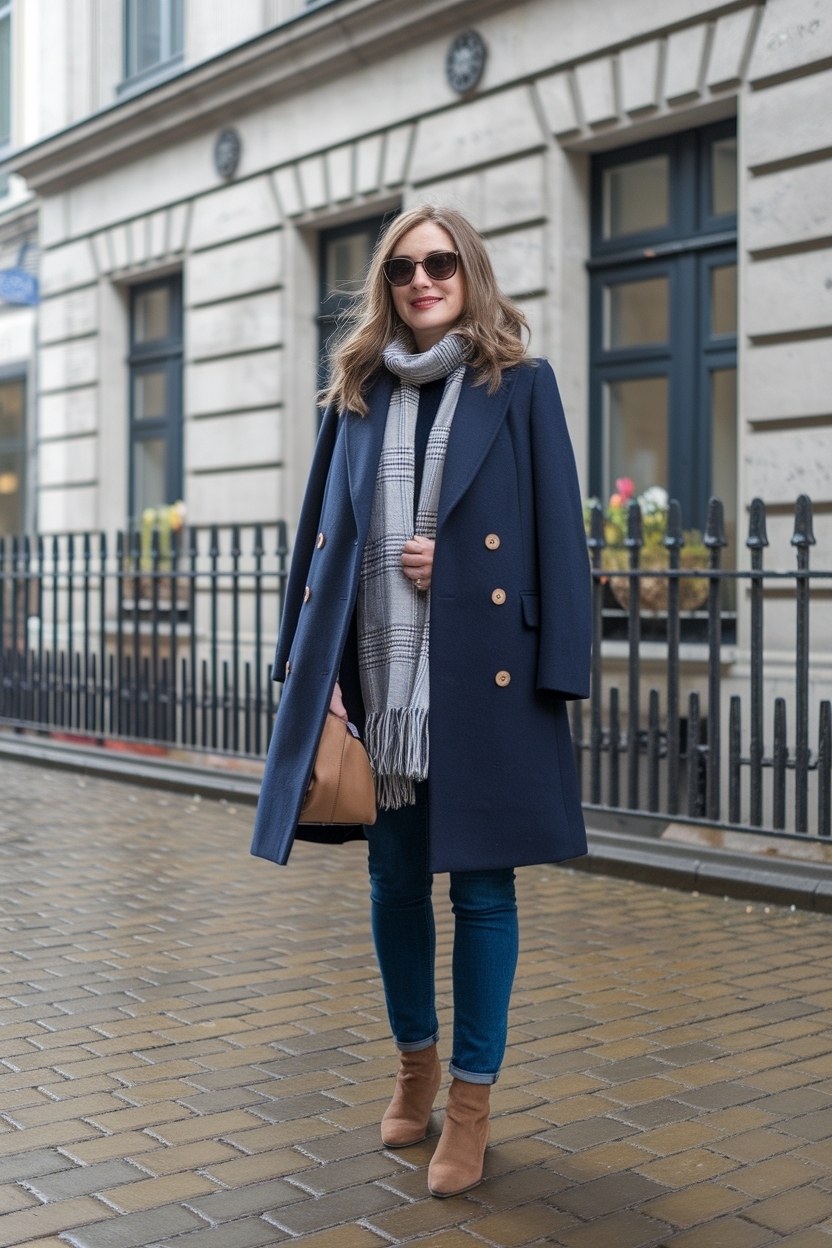 Navy Blue Coat Outfit Winter for Sophisticated Looks outfit idea