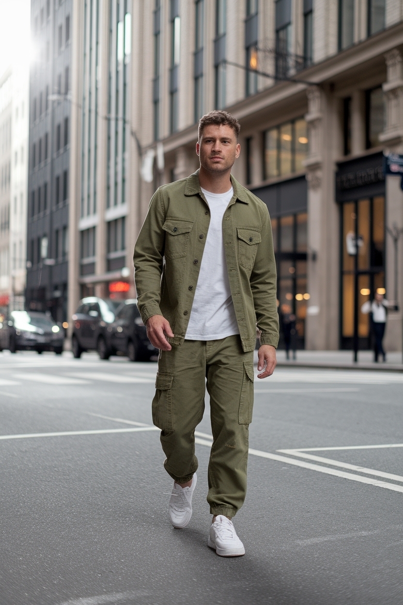 Olive Cargo Pants Outfit Men: Rugged and Stylish Choices outfit idea