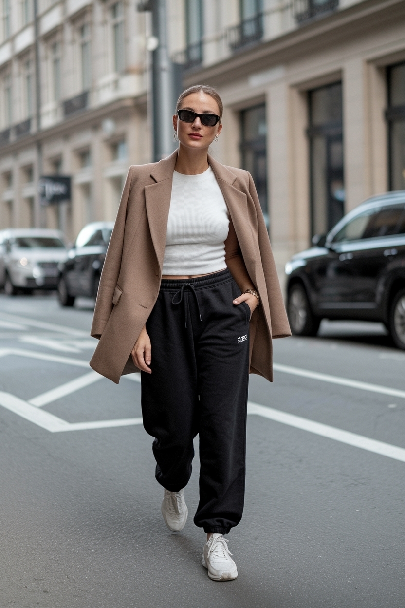 Comfy Outfit Ideas with Black Sweatpants for Lounging outfit idea