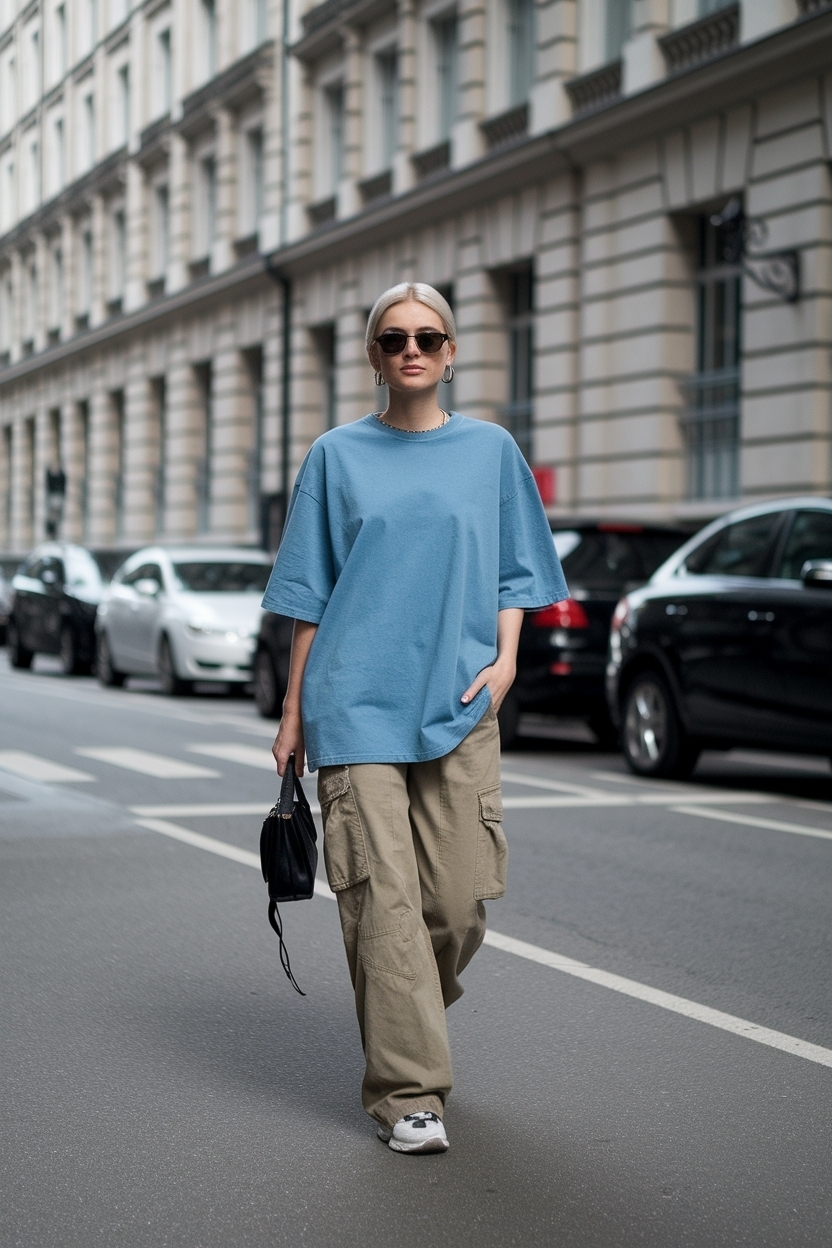 Oversized Tshirt Cargo Pants Outfit Wome: A Chic Combination outfit idea