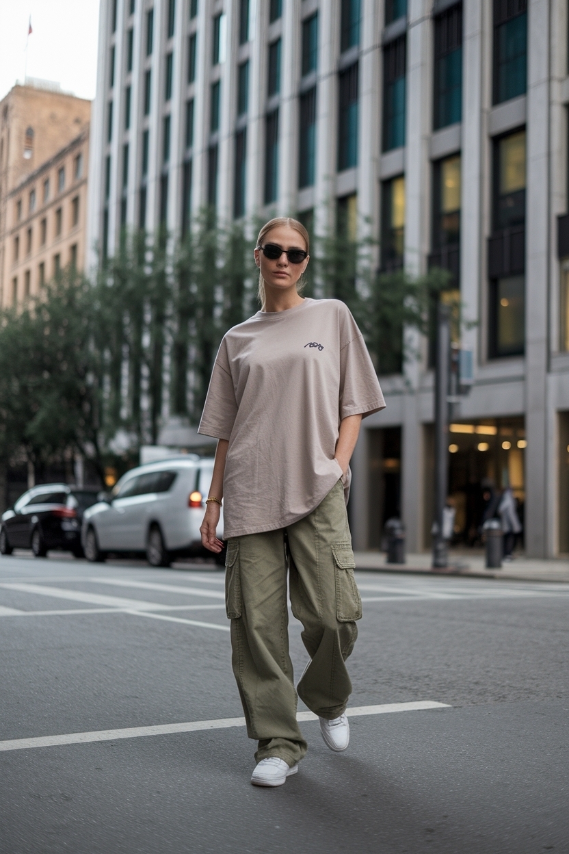 Oversized Tshirt With Cargo Pants Outfit: Perfect for Casual Days outfit idea