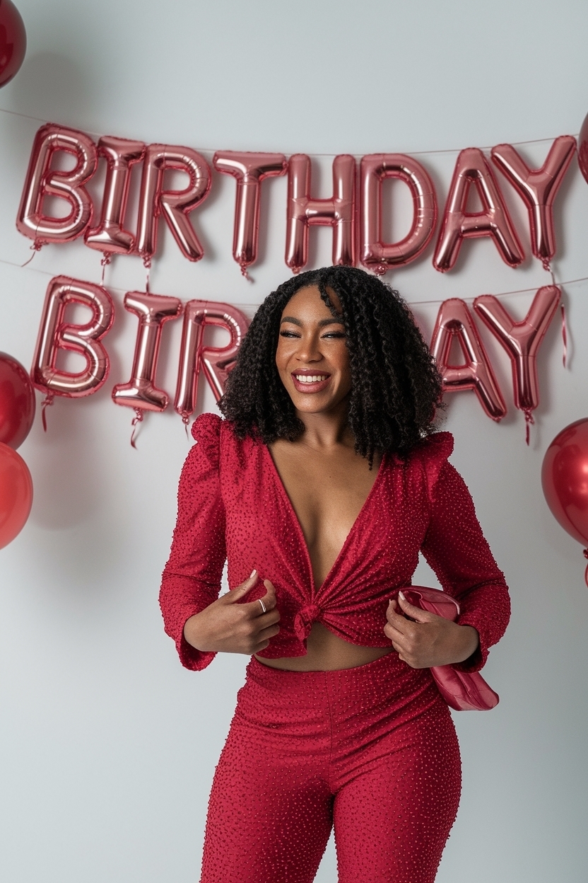 Glamorous Red Birthday Outfit Black Women Can Wear outfit idea