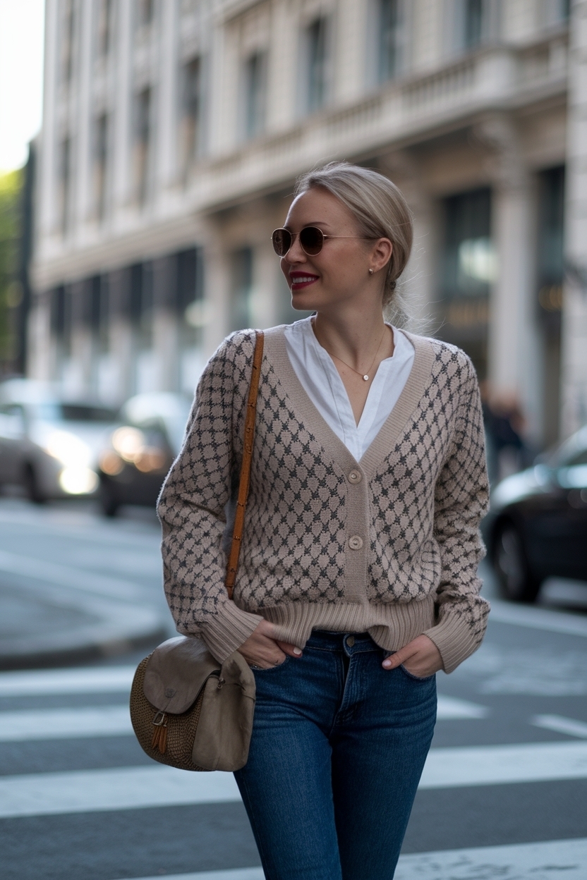 Stylish Round Neck Cardigan Outfit Women for Every Occasion outfit idea