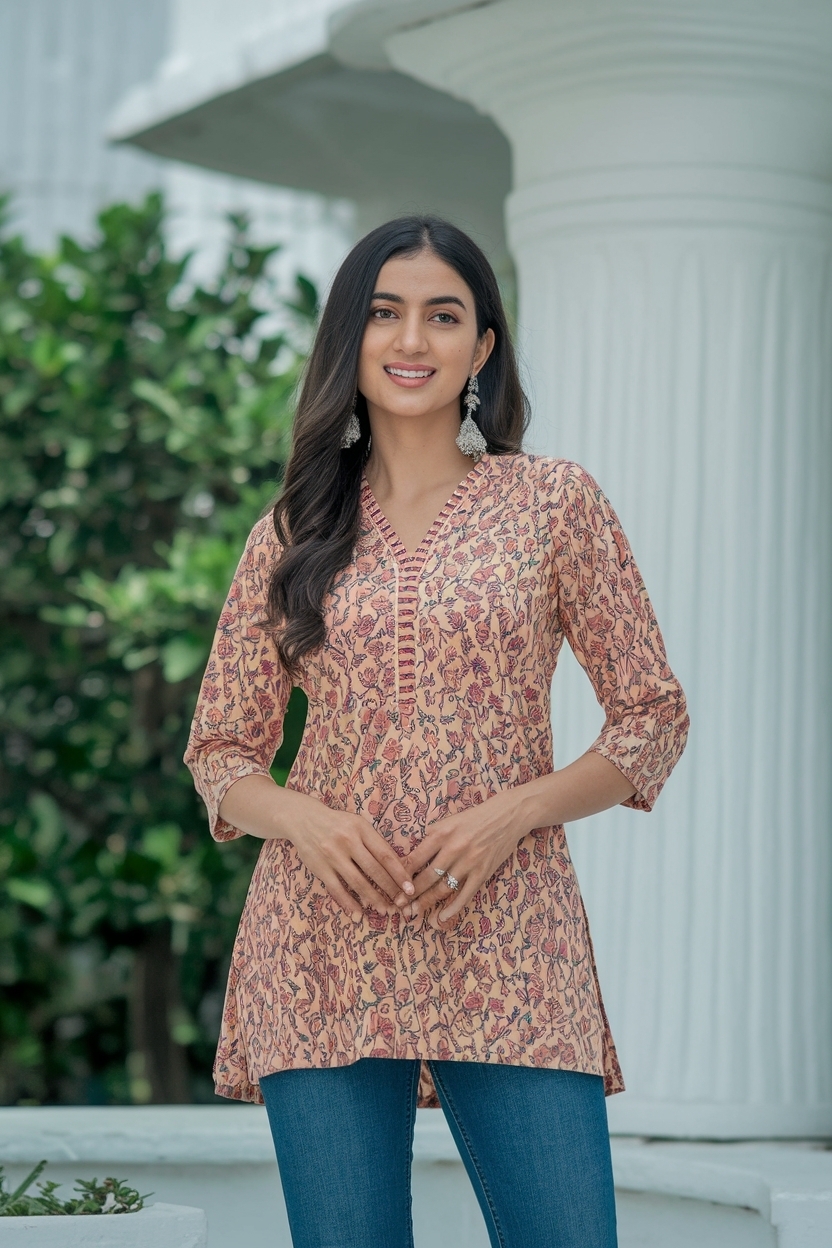 Short Kurti with Jeans Outfit: Blend of Tradition and Style outfit idea