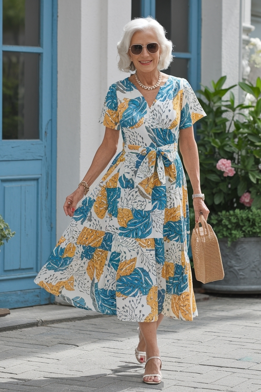 Stylish Summer Dresses for Over 60 Older Women outfit idea